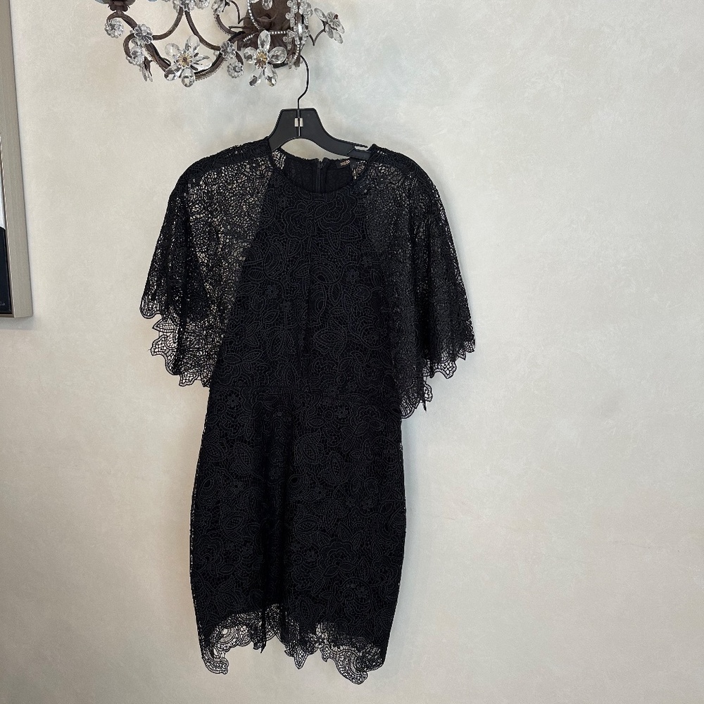 Maje Black lace knee length dress Size 2 (Small) short sleeve